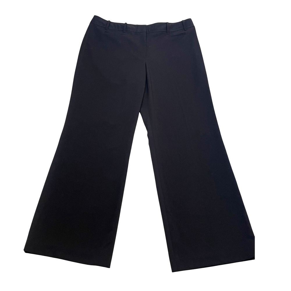 Ann Taylor Loft Wide Leg Pants Women 14 Black Excellent Career Trouser Dressy - Picture 2 of 14